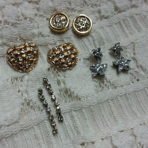 4 Sets Of Elegant Rhinestone Earrings Jewelry